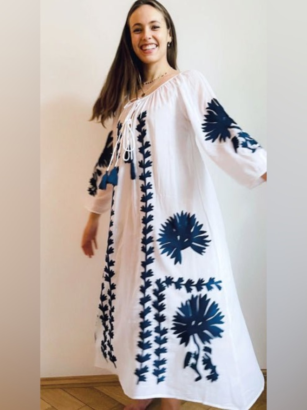 Dolma Elana Embroidered Dress Cover Up Resort Wear Sheer White
